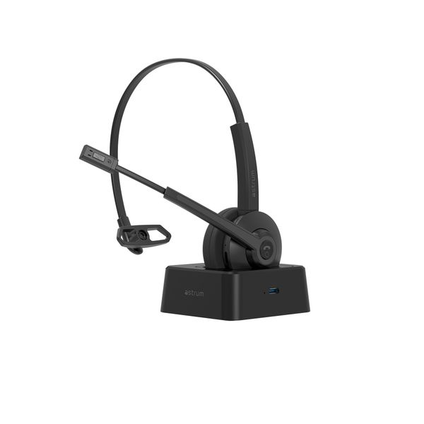 Astrum Wireless Mono Headset with ENC Mic &amp; Charging Dock - Talk Air10