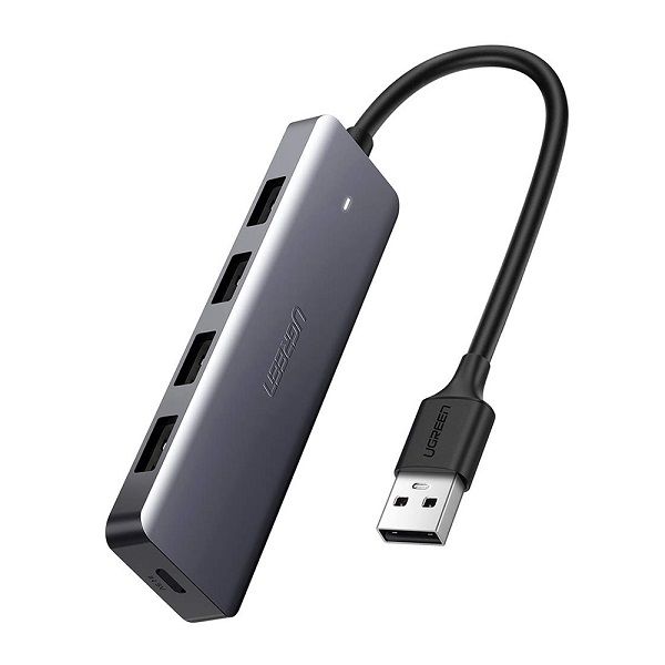 UGreen 50985 USB3.0 4Port Hub W/USBC Power Port-GY