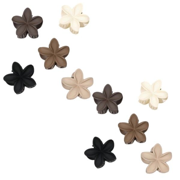 10 Piece - Flower Design Mini Matte Claw Clips - Neutral Tones