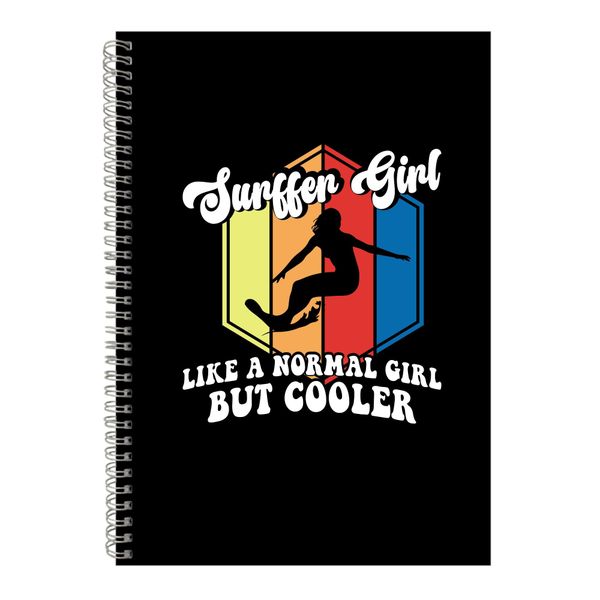 Surfer Girl A4 Notebook Spiral and Lined Surfing Graphic Notepad Present095
