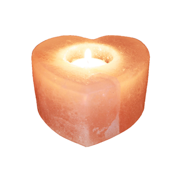 Himalayan Salt Heart Candle Holder - Natural Crystal Tealight Lamp