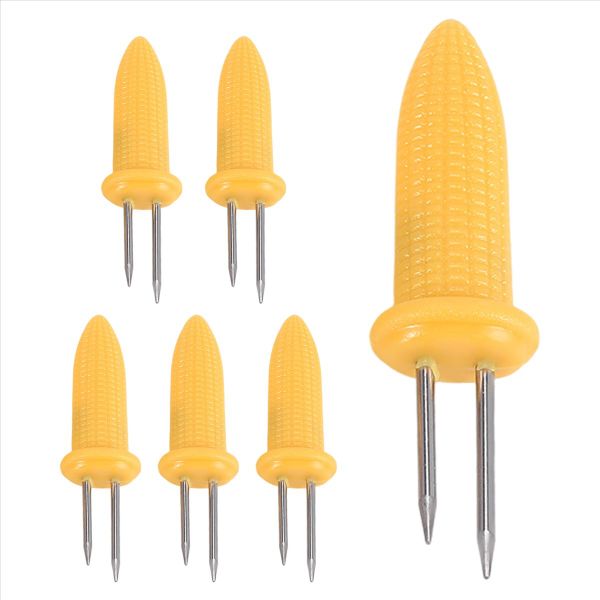6 Pieces of Corn Rack Corn on the Cob Stainless Steel Corn Rack Fork Skewer