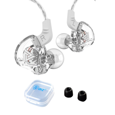QKZ AK6 - HD - In-Ear Monitor Earphones with Case & Foam Eartips - Crystal Image