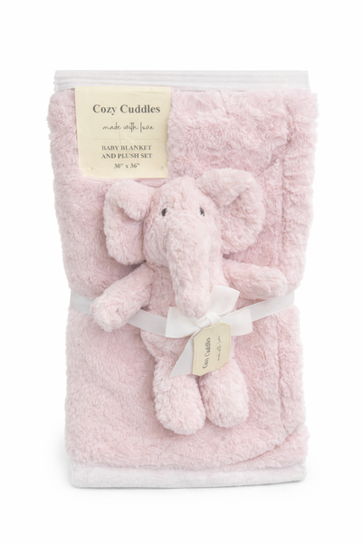Cozy Cuddles Baby Blanket &amp; Plush Elephant Toy Set