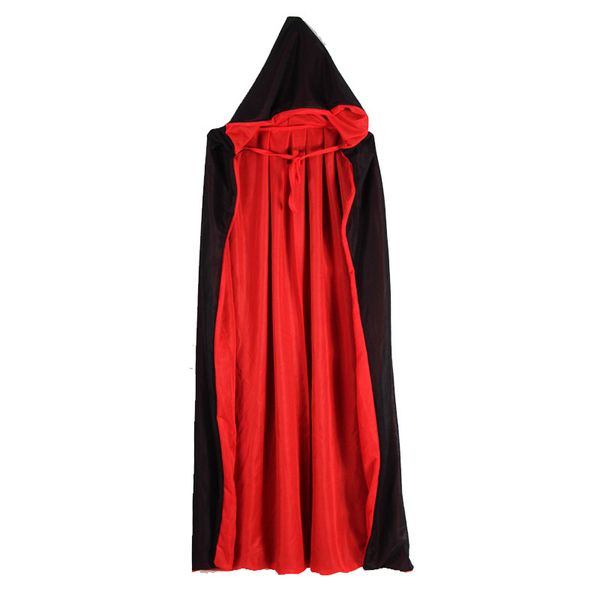 Halloween Costume Black Red Cloak, Double Layer Roleplay Cape for Stage
