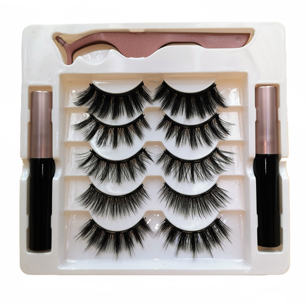5D Reusable Magnetic Eyelashes &amp; Eyeliner - 5 Sets