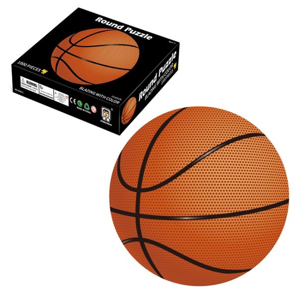 Round Puzzle Cartoon Plane Puzzle Jigsaw Toy 1000 Piece (Basketball)