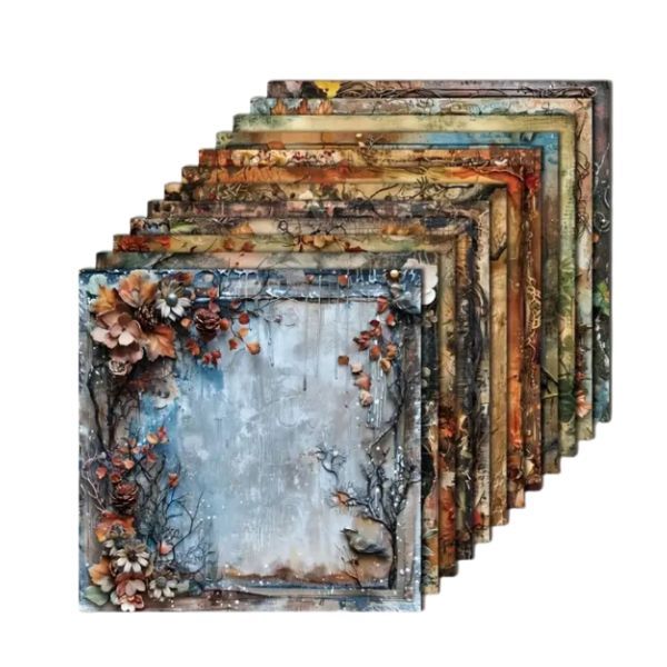 Flower &amp; Tree Design Background Scrapbooking Paper - Large
