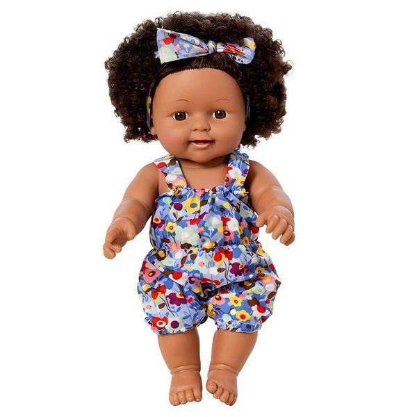 Stuff Box Afro Girl Black Skin Realistic Reborn Soft Vinyl Doll Toy