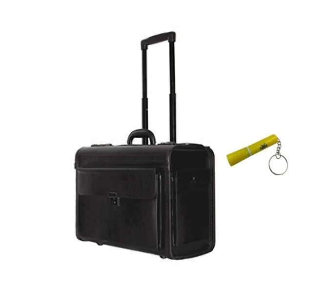 17 2-Wheel Laptop Pilot Case with MXM Flashlight Keyring