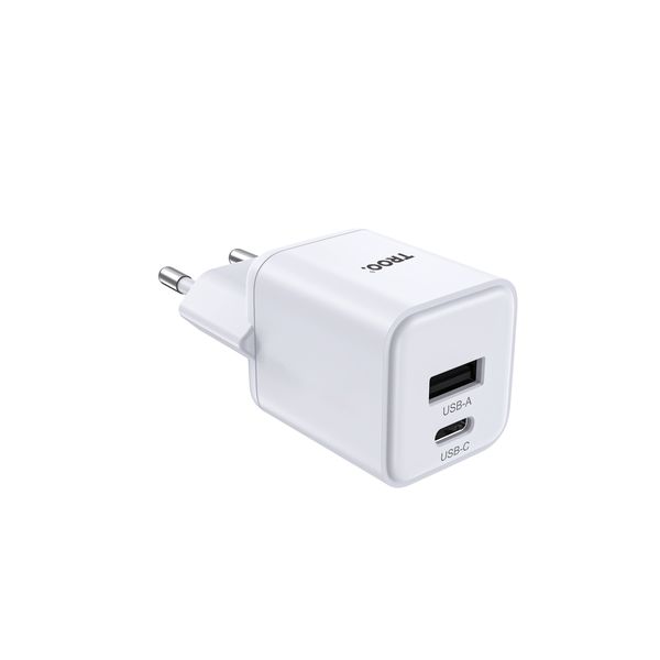 TROO Certified PD 33W GaN Fast Wall Charger Power Brick 2 Port Type-C USB