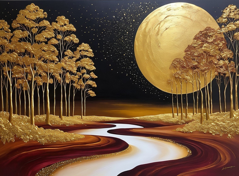 Modern Canvas Wall Art Home Decor - Gold River
