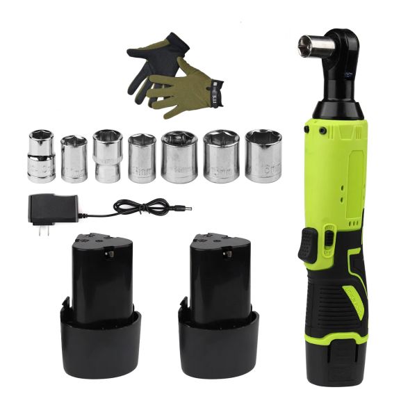 12 Piece 90 Cordless Rechargeable Ratchet Wrench &amp; Pair Work Gloves