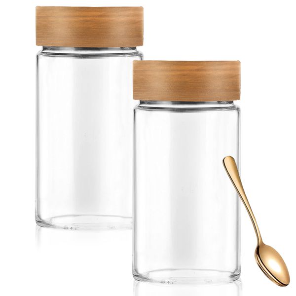 Set of 2 - Modern Decorative High Quality Borosilicate Glass Storage-1250ml