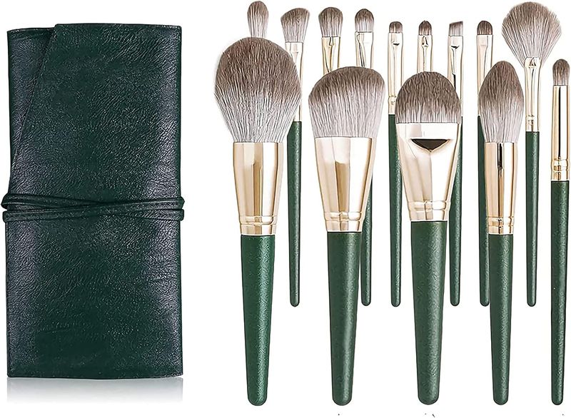 14-Piece Makeup Brush Set with Soft Synthetic Bristles &amp; Travel Case