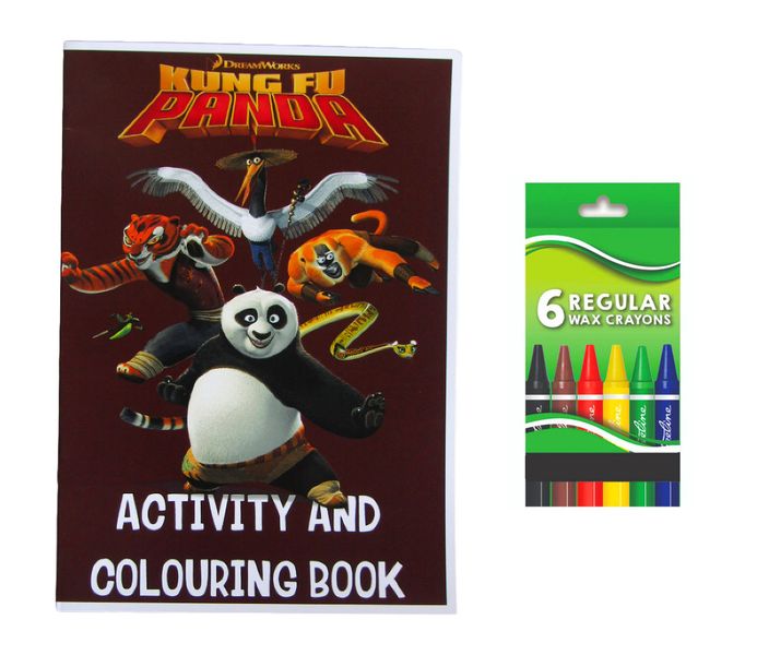 Kung Fu Panda Activity and Colouring Book A5 plus 6 Wax Crayons - Set of 5