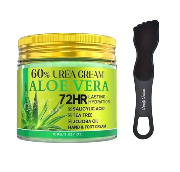 60% Urea Aloe Vera Foot &amp; Hand Repair Cream + BB Foot File - 100g