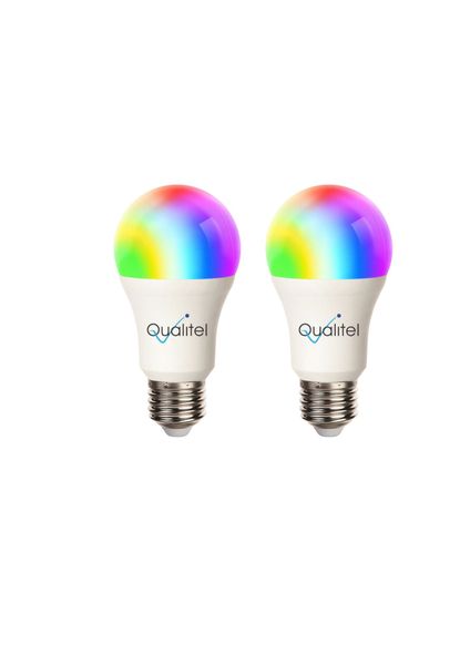 Qualitel Smart Wi-Fi LED Bulb E27-9W, RGB &amp; Cool + Warm White - Twin Pack