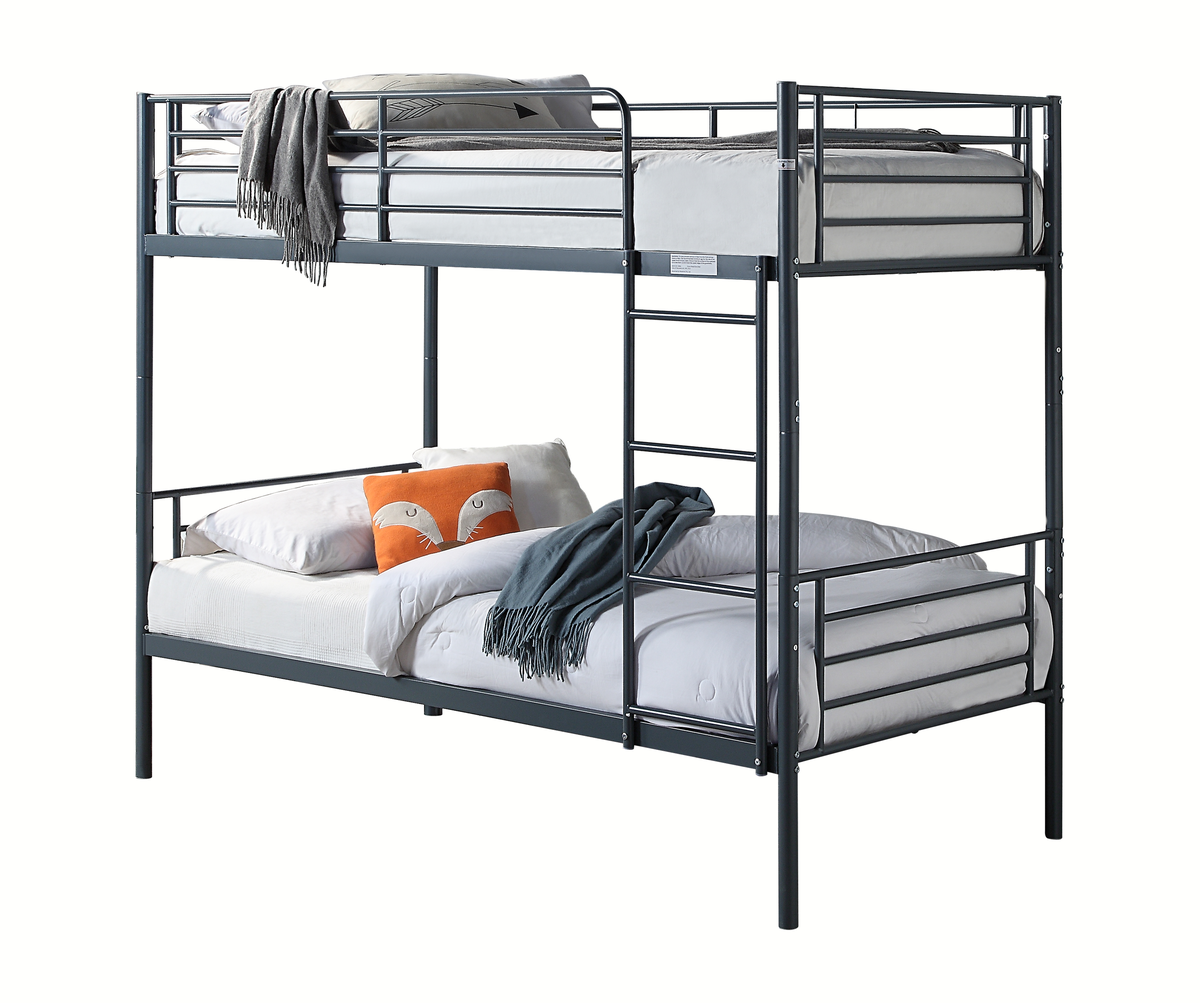 Hazlo Diana Single Over Metal Bunk Bed with Ladder Grey Shop Today