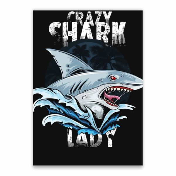 Crazy Shark Lady Poster - A1