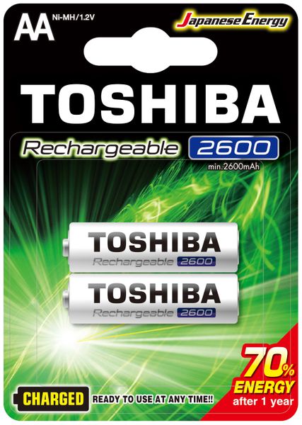 Toshiba Rechargeable 2600mAh AA - 2 Pack