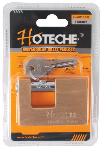 Hotec Rectangular Brass Padlock 70x18x48mm