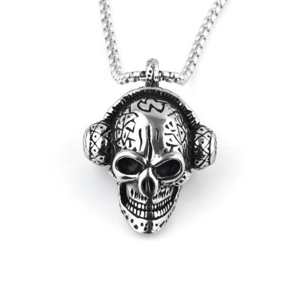 Skull Headphones Pendant Necklace (RN-10125-PSH)