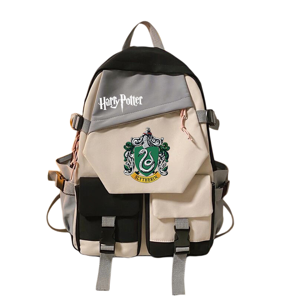 Student Backpack Harry Potter Slytherin Waterproof Color Blocking Canvas