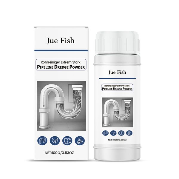 Fish Drain Deep Pipe Cleaner for Hair &amp; Grease Buildup Natural Look