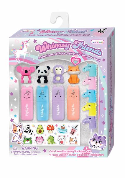 Hot Focus Whimsy Friends Pencil &amp; Highlighter set