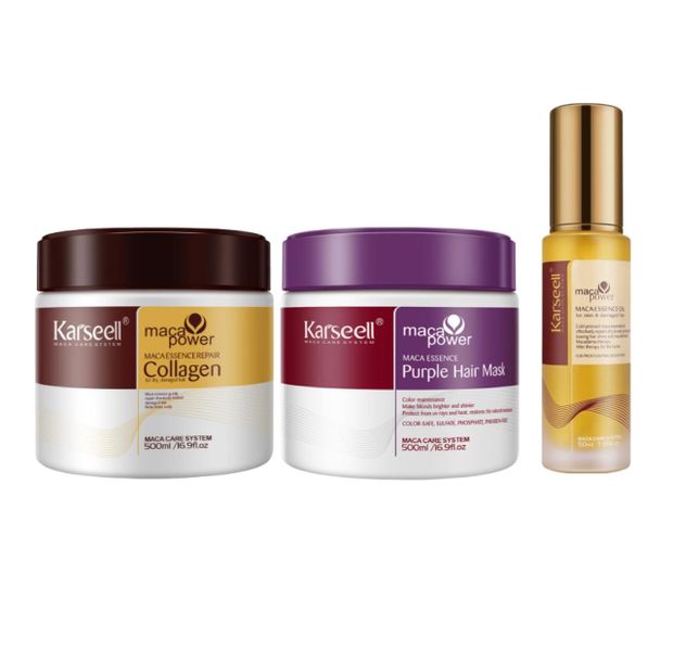 Karseell Hair Nourishing Set - Collagen Mask, Purple Mask &amp; Maca Oil