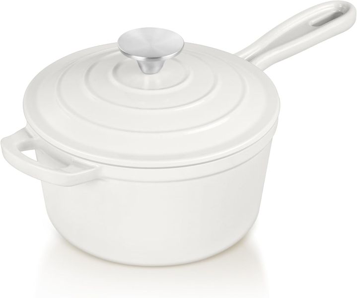Cast Iron Sauce Pan with Lid 1.7L | Orange | Oven Safe to 250 C