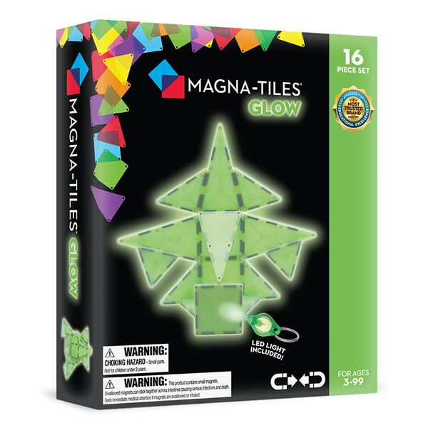 Magna-Tiles - Magnetic Construction Set - Glow Set - 16 Piece