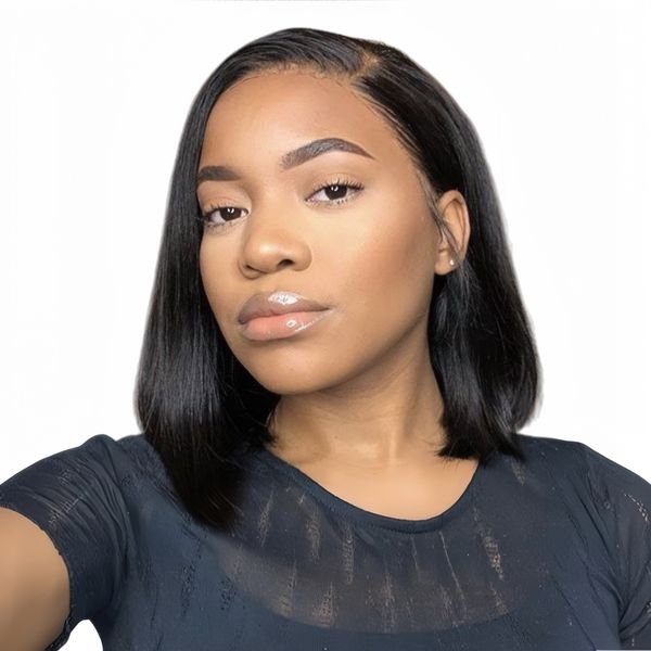 Marigold 12-inch Straight Wig Full Frontal Human Hair Transparent Lace