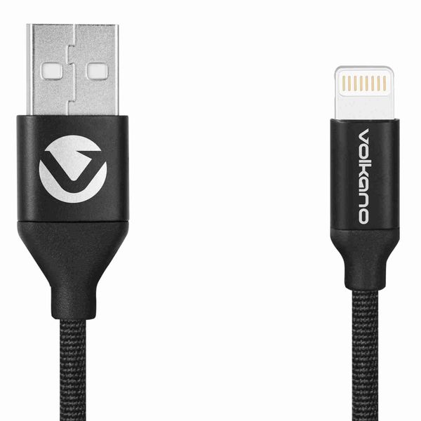 Volkano Weave Certified 1.2M MFI Lightning Cable - Fast Charging Black