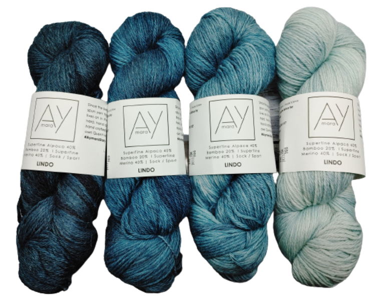 Hand Dyed Alpaca Sock Weight Yarn in Blue Gradient # 17