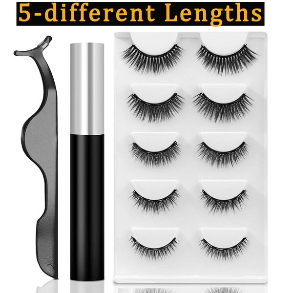 Upgrade Eyeliner with Eyelashes kit - 5 Pairs Magnetic Eyelashes