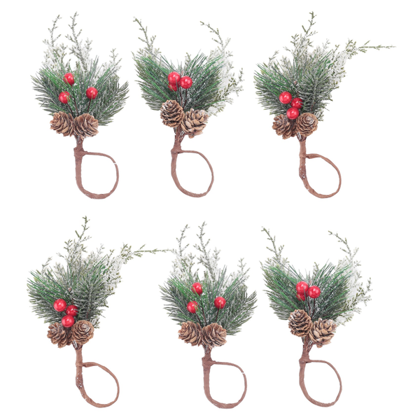 Christmas Napkin Rings Set Of 6, Napkin Holder Rings