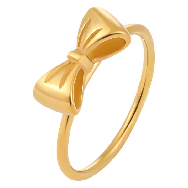 Women Gold Stainless steel Bowknot Ring