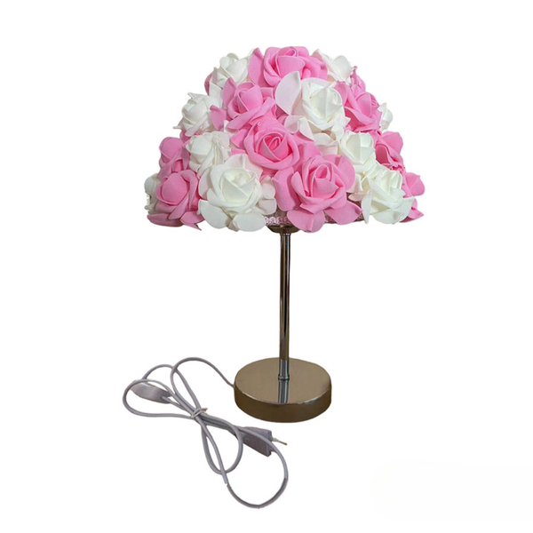 Table Lamp With Pink And White Roses Lampshade image