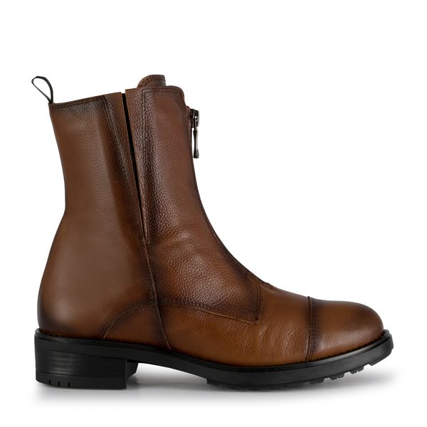 Paula Urban Ladies Leather Centre Zip Ankle Boots 9-1333 Tan