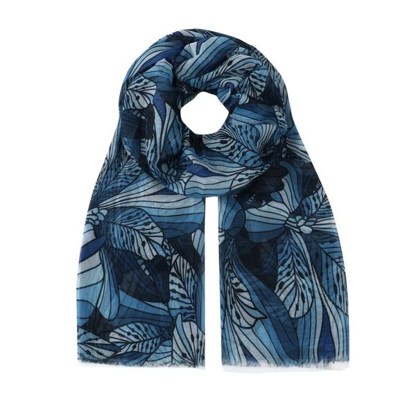 Blue Inca Lilies Digital Print Scarf