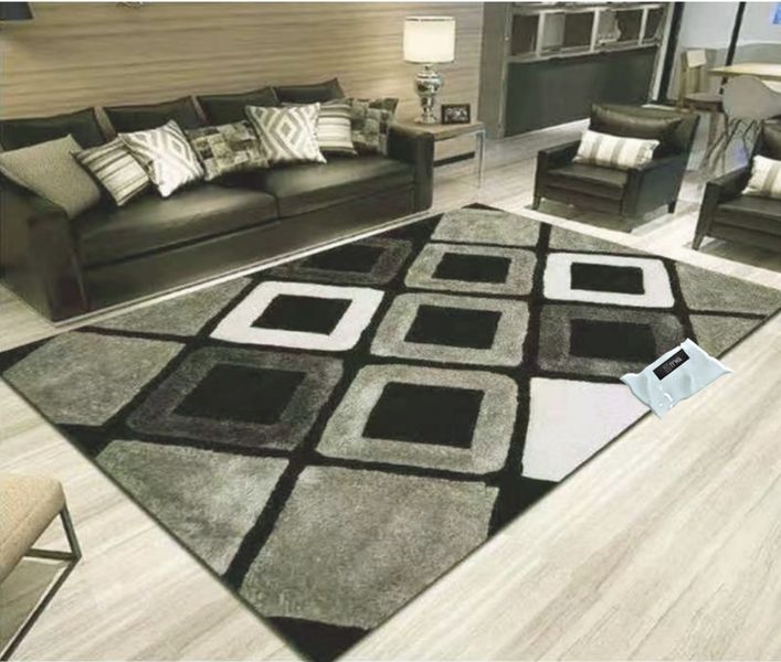 200cm by 150cm - Modern 3D Design Area 8 Rug &amp; Complementary IYWA Tieback