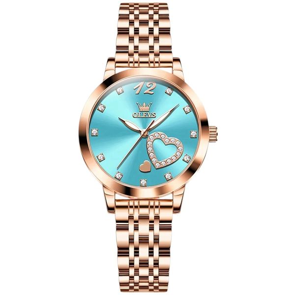 OLEVS Women Embrace Stainless steel Leisure Watch Light Blue