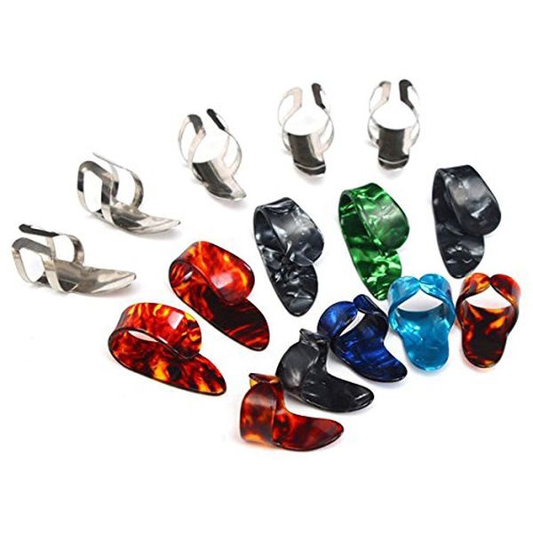 15pcs Guitar Picks humb Finger Metal + plastic