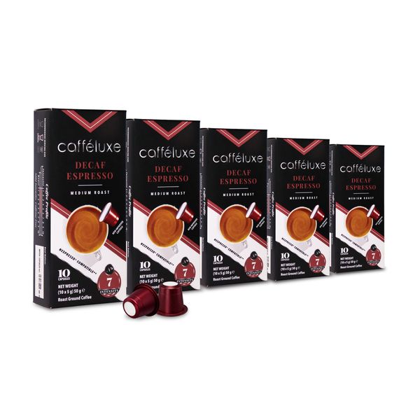 Caffeluxe Nespresso Compatible Decaf Roast Coffee Capsules | 50 Pack