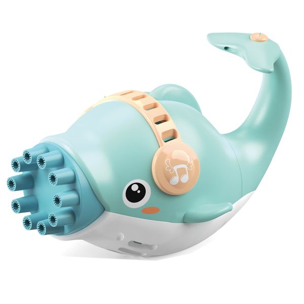 JB LUXX 19cm 10 HOLE Gatling Electric Bubble Machine - Blue Dolphin