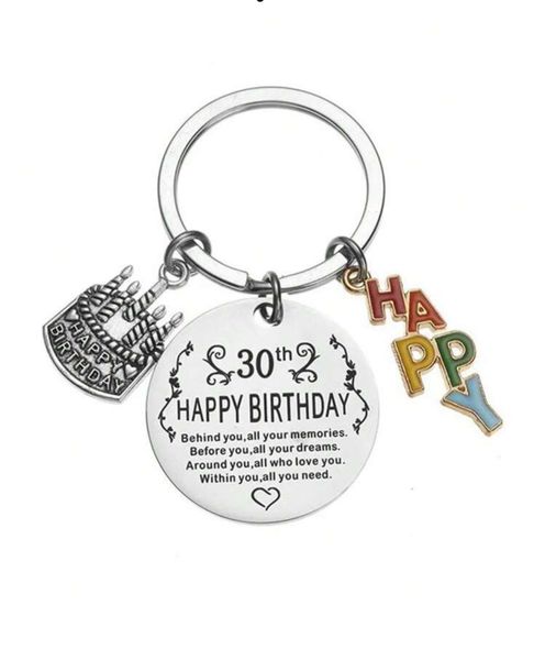 Happy Birthday 30th Cake Keyring