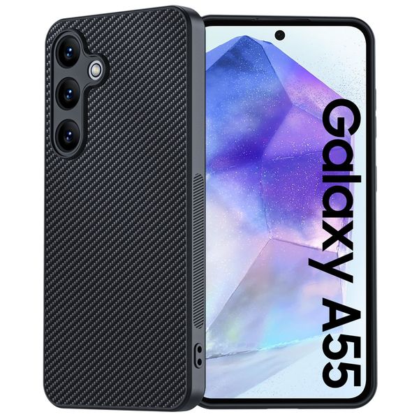 Compatible With Samsung Galaxy A55 Carbon Fiber Leather Shockproof Case