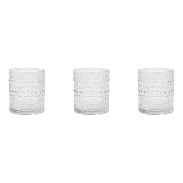 3 Pack - Glass Dotted Candle Holder - Transparent